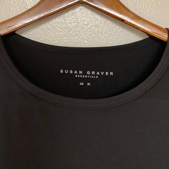 Susan Graver Essentials Designer Women's Black Top Short Sleeve Size XL - Picture 2 of 8